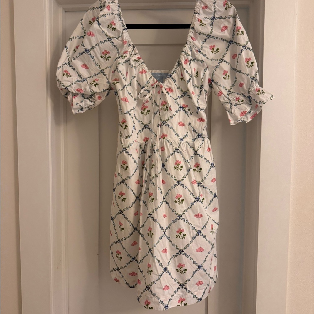 Hill House White and Pink Floral Mini Dress - Picture 2 of 5